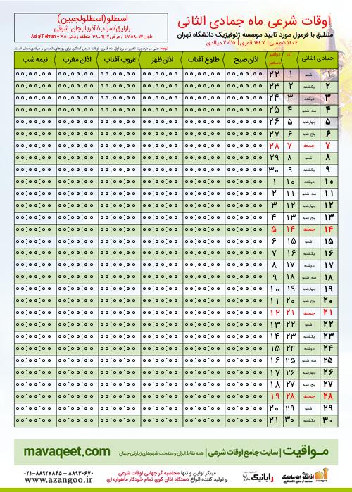 پیش نمایش فایل تصویری اوقات شرعی