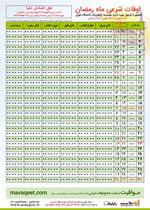 پیش نمایش فایل تصویری اوقات شرعی ماه رمضان نعل اشکنان علیا