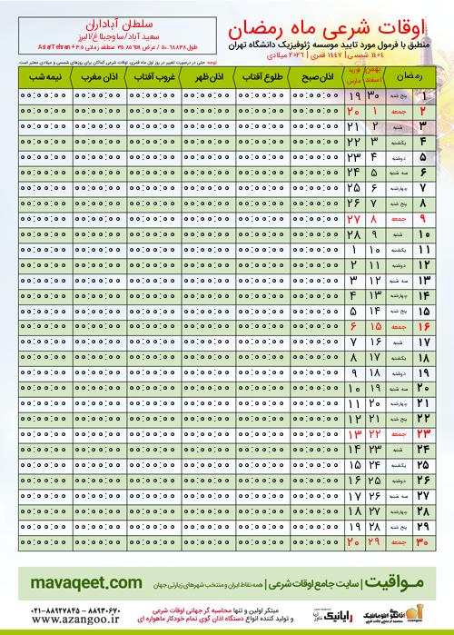 پیش نمایش فایل تصویری اوقات شرعی ماه رمضان سلطان آباداران