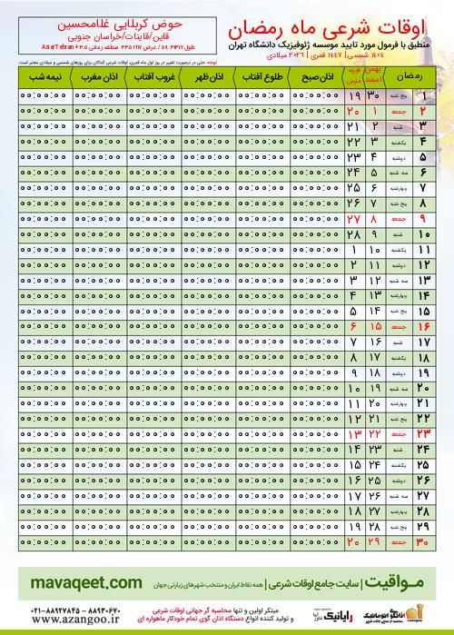 پیش نمایش فایل تصویری اوقات شرعی ماه رمضان حوض کربلایی غلامحسین