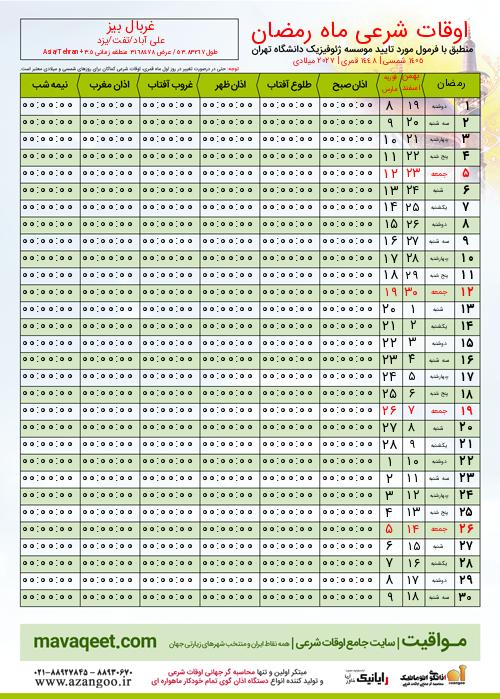 پیش نمایش فایل تصویری اوقات شرعی ماه رمضان غربال بیز