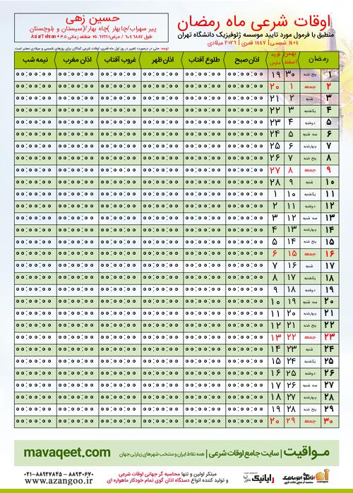 پیش نمایش فایل تصویری اوقات شرعی ماه رمضان حسین زهی