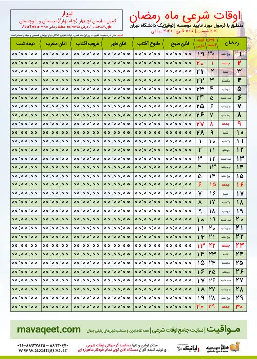پیش نمایش فایل تصویری اوقات شرعی ماه رمضان لیپار