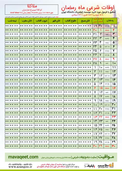 پیش نمایش فایل تصویری اوقات شرعی ماه رمضان ملاکلا