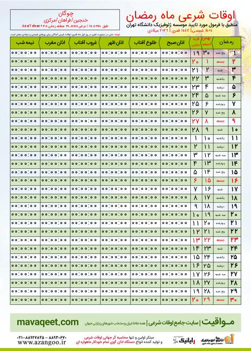 پیش نمایش فایل تصویری اوقات شرعی ماه رمضان چوگان
