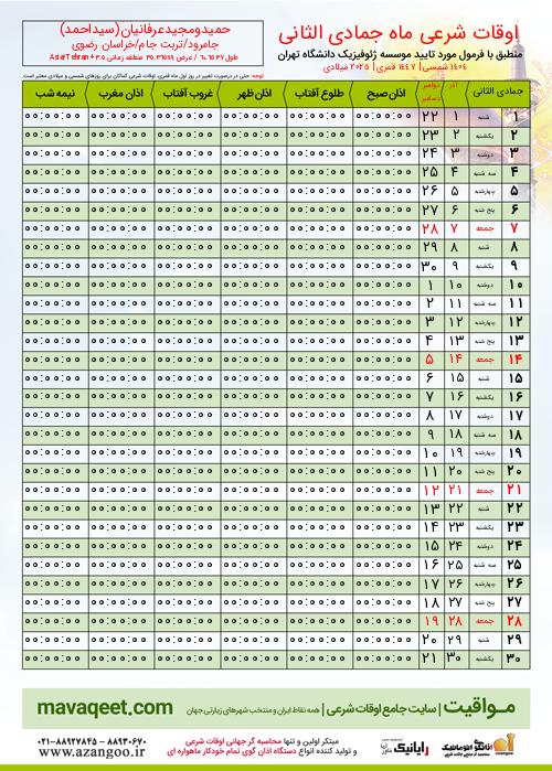 پیش نمایش فایل تصویری اوقات شرعی
