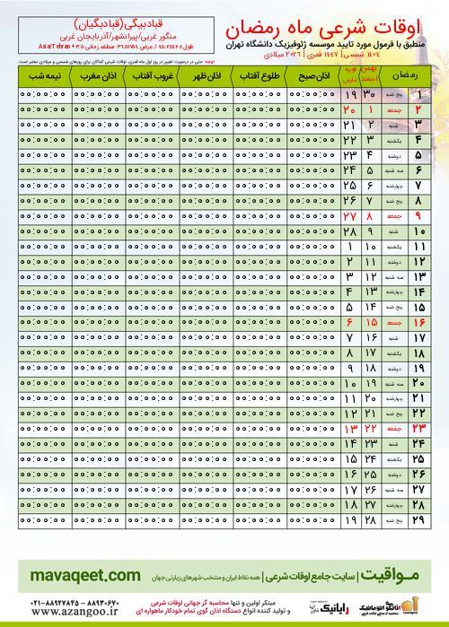 پیش نمایش فایل تصویری اوقات شرعی ماه رمضان قبادبیگی(قبادبگیان)
