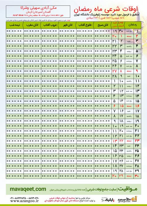 پیش نمایش فایل تصویری اوقات شرعی ماه رمضان مکی آبادی سهیلی وشرکا