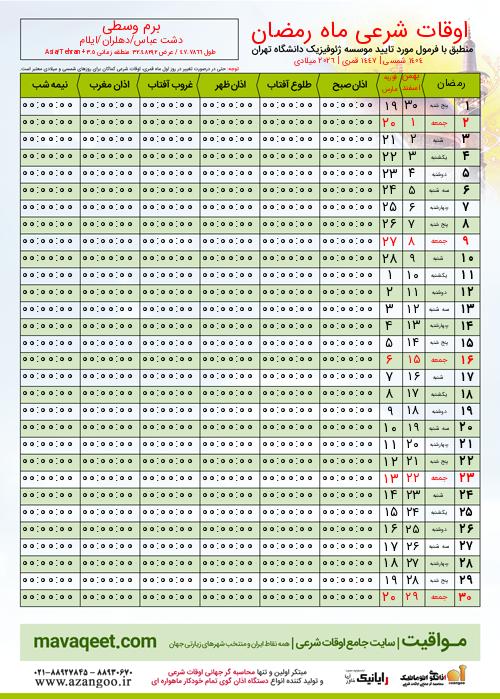 پیش نمایش فایل تصویری اوقات شرعی ماه رمضان برم وسطی