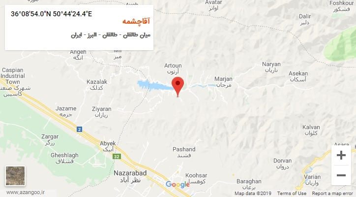 روستای آقاچشمه بر روی نقشه