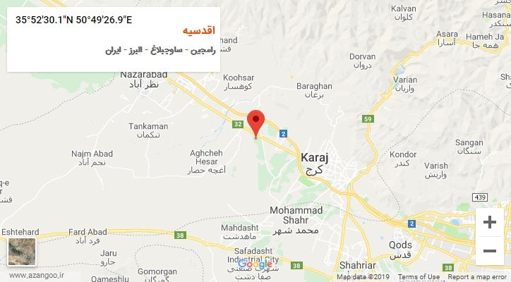 روستای اقدسیه بر روی نقشه