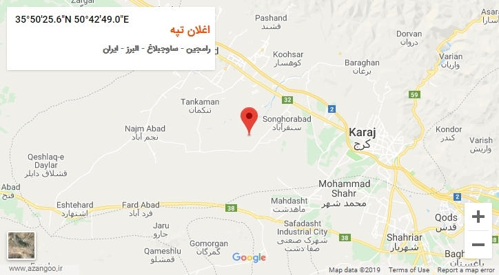 روستای اغلان تپه بر روی نقشه
