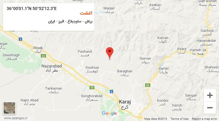 روستای اغشت بر روی نقشه