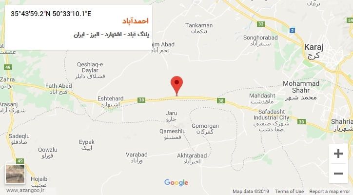 روستای احمدآباد بر روی نقشه