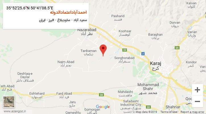 روستای احمدآباداعتمادالدوله بر روی نقشه