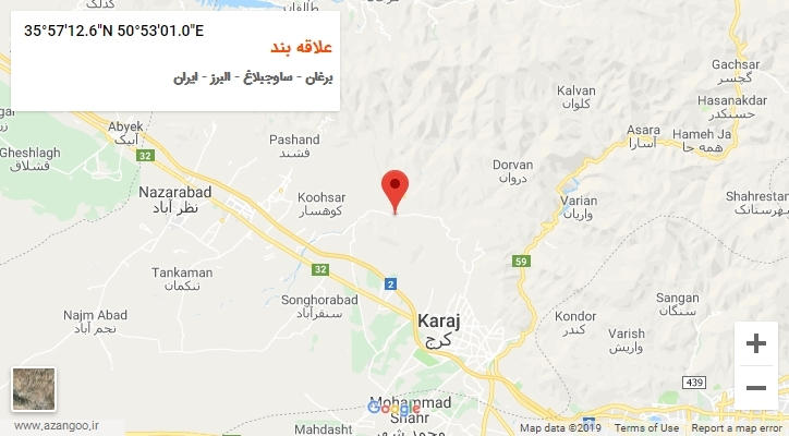 روستای علاقه بند بر روی نقشه