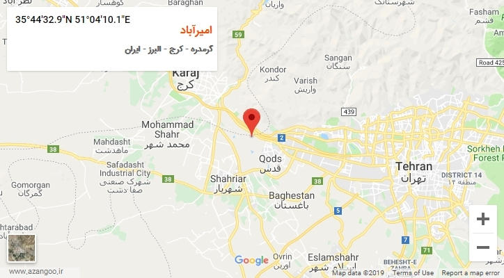روستای امیرآباد بر روی نقشه