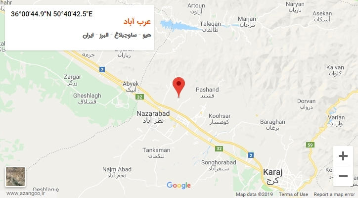 روستای عرب آباد بر روی نقشه