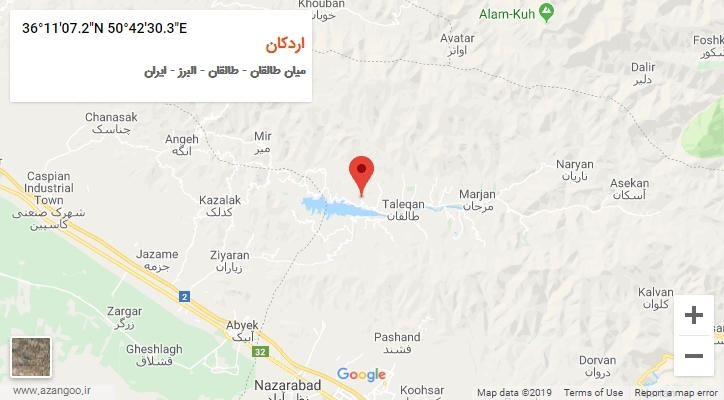روستای اردکان بر روی نقشه