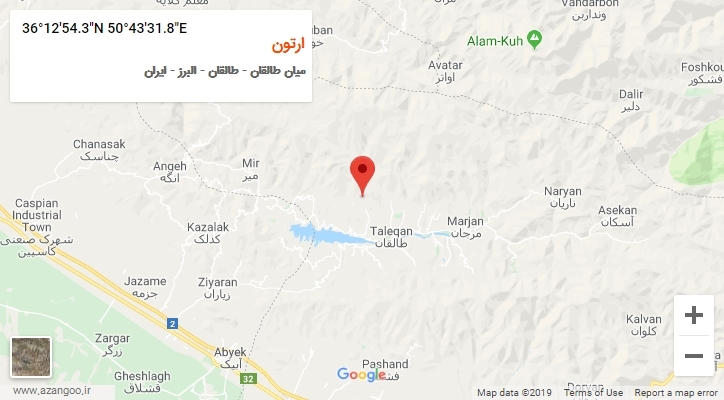 روستای ارتون بر روی نقشه