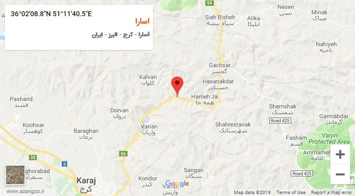 روستای اسارا بر روی نقشه
