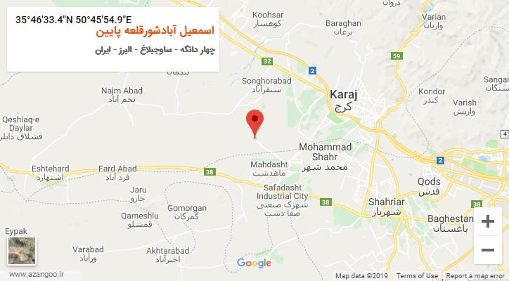 روستای اسمعیل آبادشورقلعه پایین بر روی نقشه