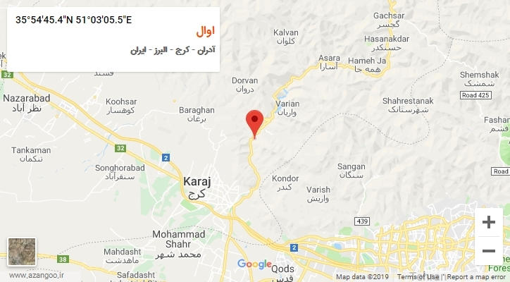 روستای اوال بر روی نقشه