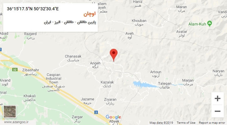 روستای اوچان بر روی نقشه