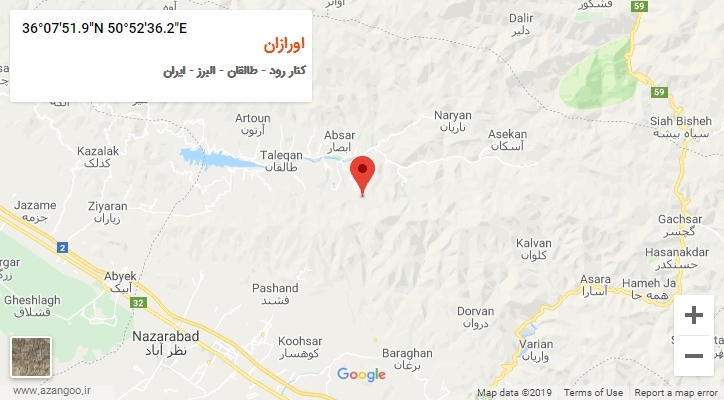 روستای اورازان بر روی نقشه
