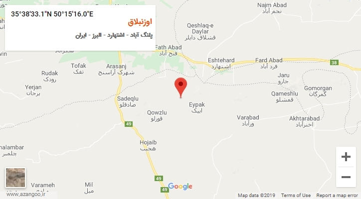 روستای اوزنبلاق بر روی نقشه