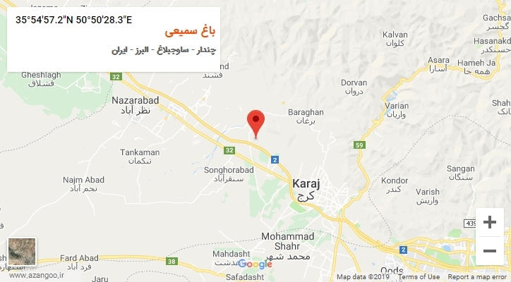 روستای باغ سمیعی بر روی نقشه