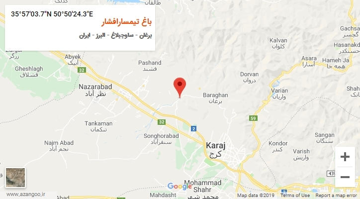 روستای باغ تیمسارافشار بر روی نقشه