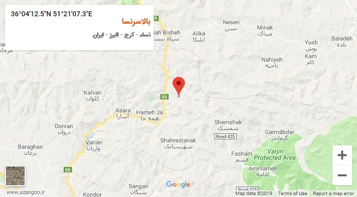 روستای بالاسرنسا بر روی نقشه