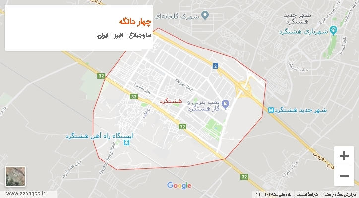 دهستان چهار دانگه بر روی نقشه