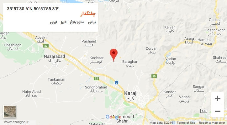 روستای چلنگدار بر روی نقشه