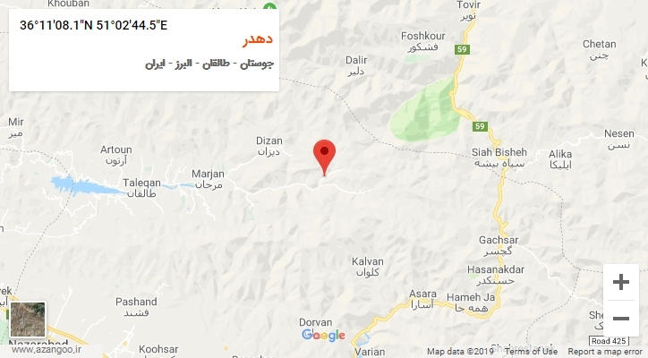 روستای دهدر بر روی نقشه