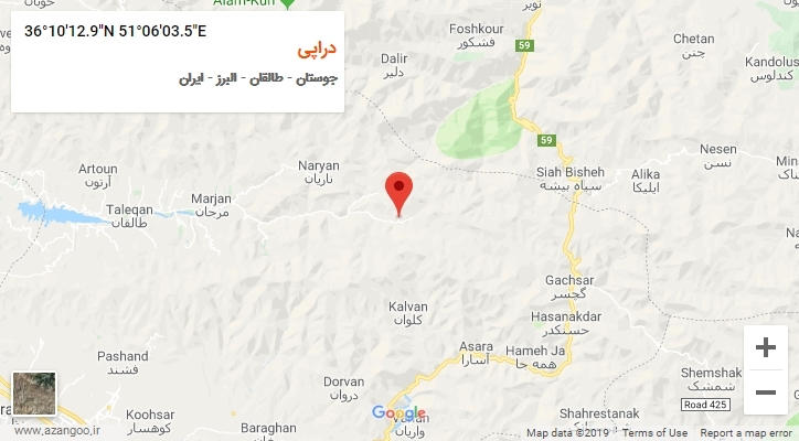 روستای دراپی بر روی نقشه