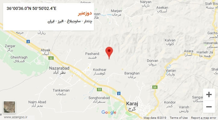 روستای دوزعنبر بر روی نقشه