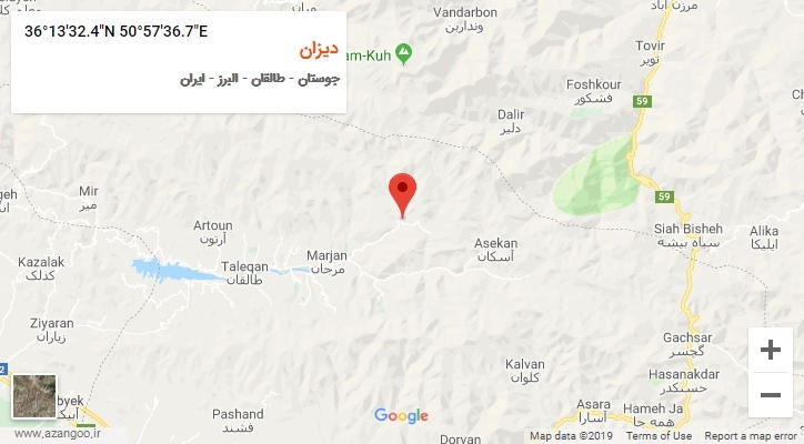 روستای دیزان بر روی نقشه