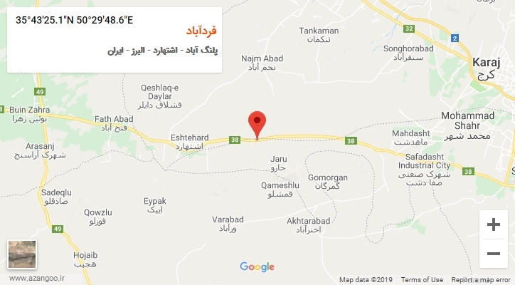 روستای فردآباد بر روی نقشه