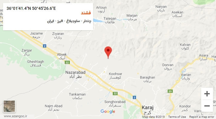 روستای فشند بر روی نقشه
