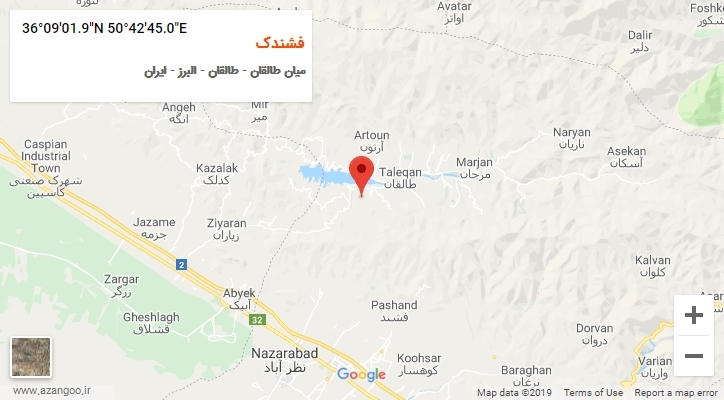 روستای فشندک بر روی نقشه