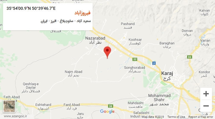 روستای فیروزآباد بر روی نقشه