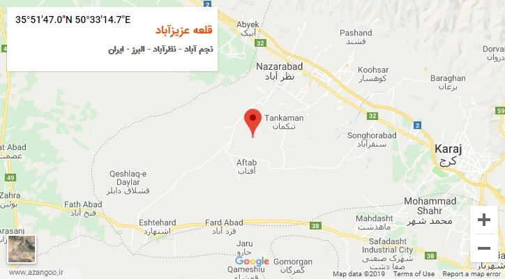 روستای قلعه عزیزآباد بر روی نقشه