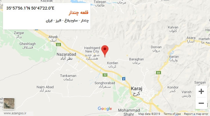 روستای قلعه چندار بر روی نقشه