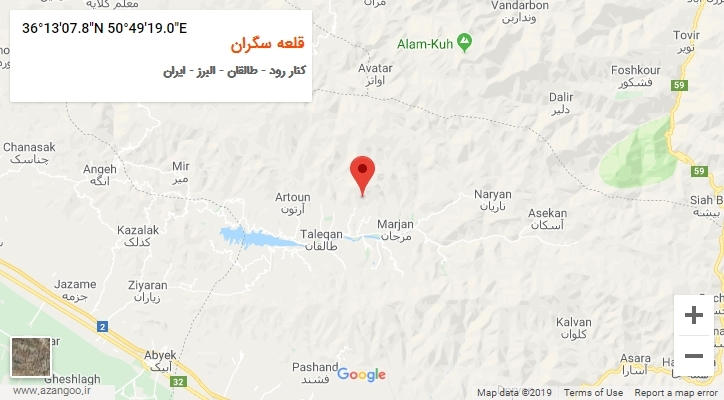 روستای قلعه سگران بر روی نقشه