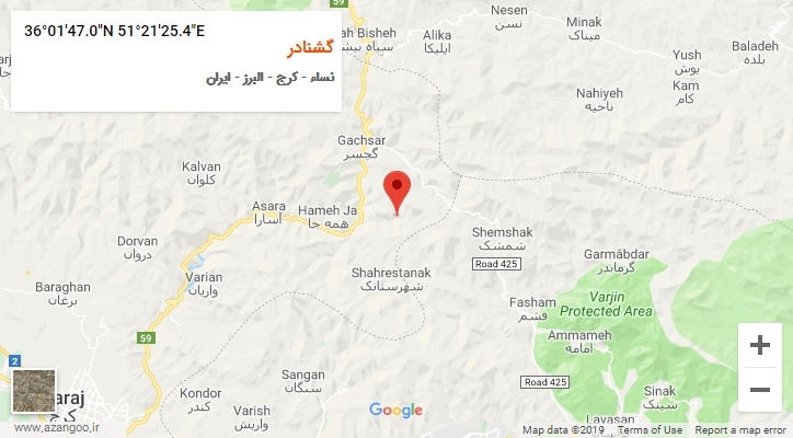روستای گشنادر بر روی نقشه
