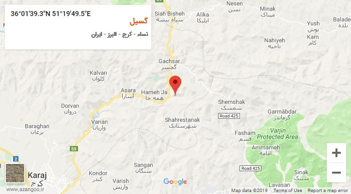 روستای گسیل بر روی نقشه