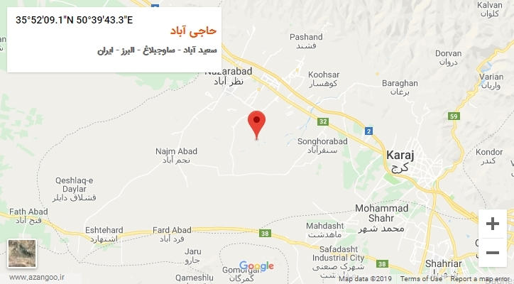 روستای حاجی آباد بر روی نقشه