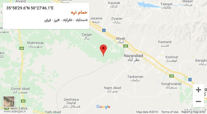 روستای حمام تپه بر روی نقشه